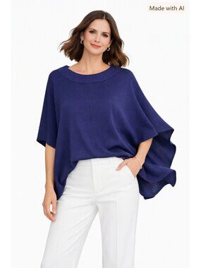 NWT Joh Poncho Cape Coat Jersey Sweater Soft Knit Fabric Relaxed Fit Minimalist